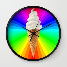 Rainbow Vanilla Ice Cream Cone Wall Clock
