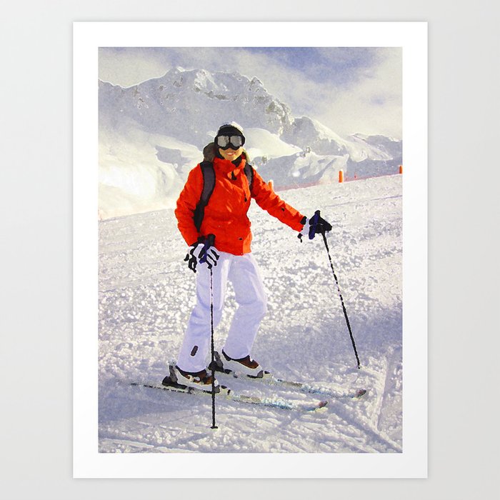 Skiing Girl - Life is Better on Snow Art Print