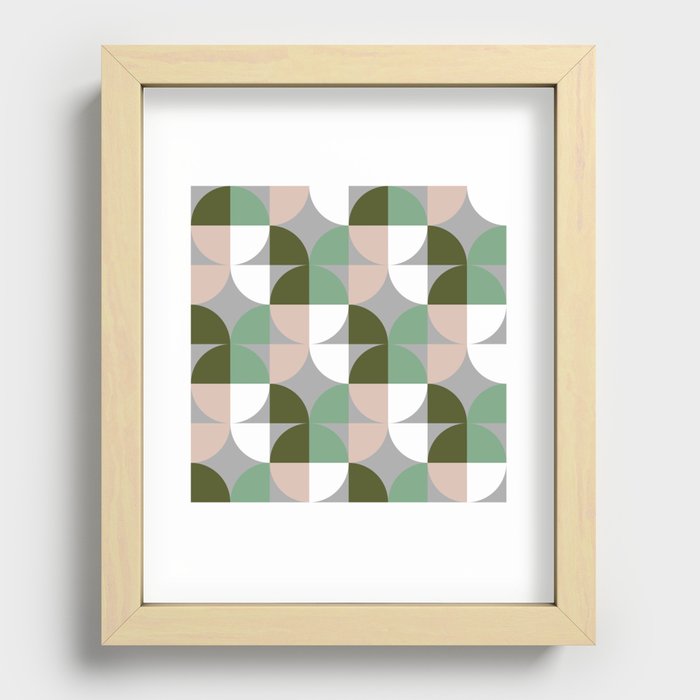 Mid century geometrics in modern colorway Recessed Framed Print