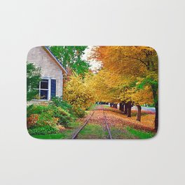 Tracks By The House Bath Mat | Painting, Trees, Artprint, Leavesturningart, Issaquah, Fallcolors, Digital, Artist, Seattle, Washington 