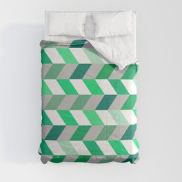 Abstract Dark Green Light Green and White Zig Zag Background. Comforter