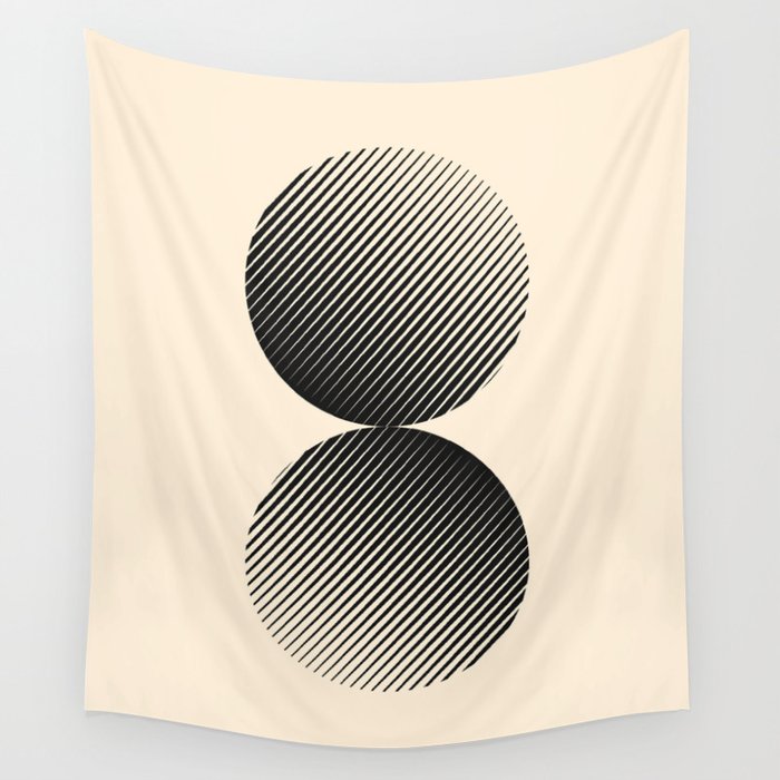 Abstraction_DOUBLE_SUN_BLACK_GRAPHIC_VISUAL_POP_ART_0512A Wall Tapestry