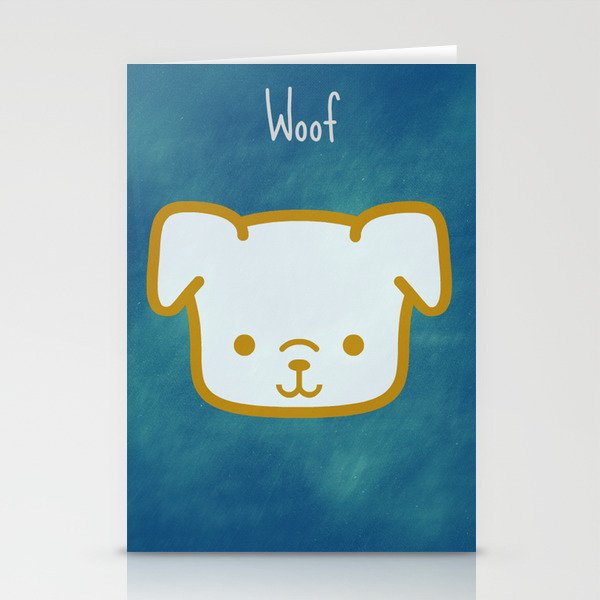 Woof - Dog Graphic - Chalkboard Inspired Stationery Cards