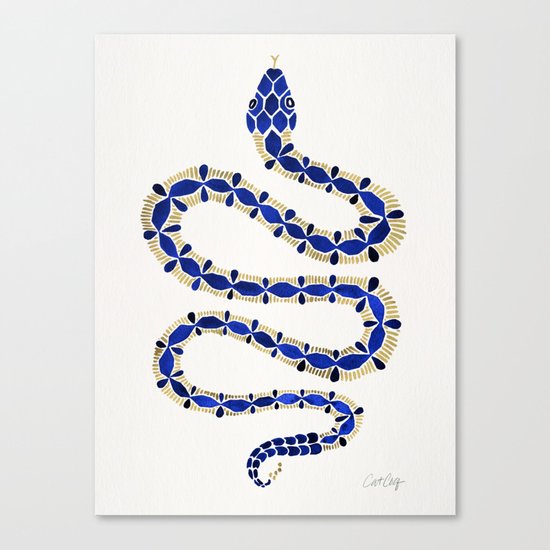 Navy & Gold Serpent Canvas Print