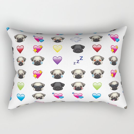 Emoji Pug Rectangular Pillow