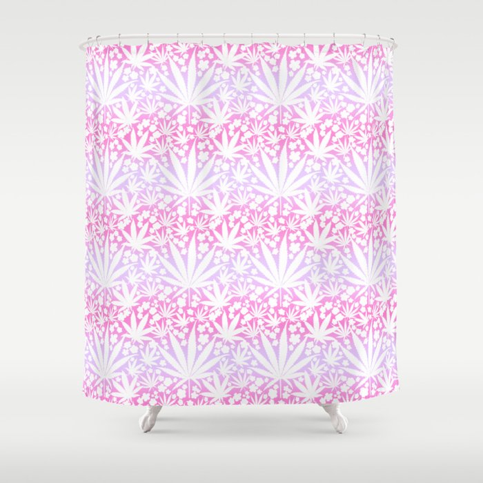 Psychedelic Cannabis And Flowers Purple Haze Shower Curtain