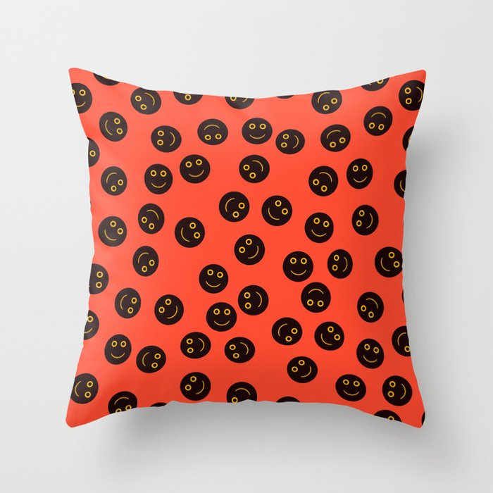 I am fine Smiley face Pink Throw Pillow
