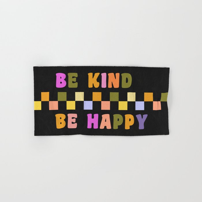 Be kind be happy black Hand & Bath Towel