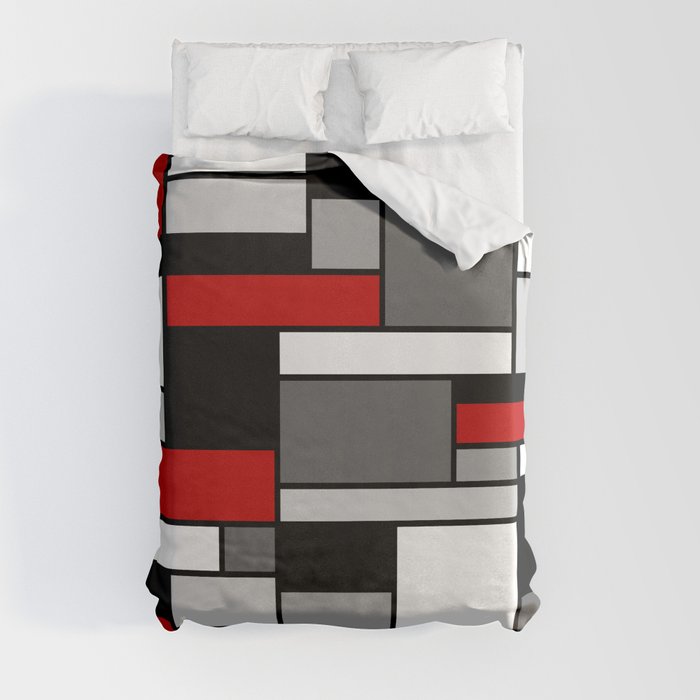 Mid Century Modern Color Blocks in Red, Gray, Black and White