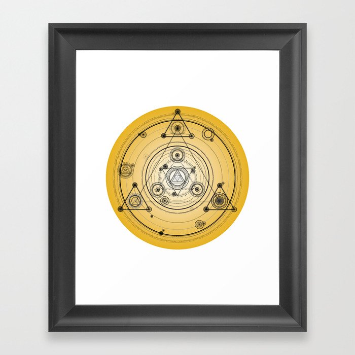 Mustard Yellow Distressed Mandala Circle With Alchemy