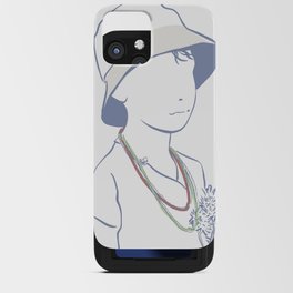 Line drawing boy with hat iPhone Card Case