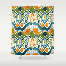 sugarsnap balinese ikat Shower Curtain