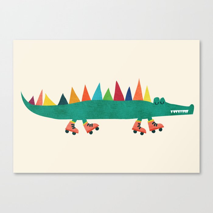 Crocodile on Roller Skates Canvas Print