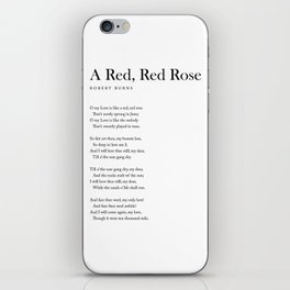 A Red, Red Rose - Robert Burns Poem - Literature - Typography Print 2 iPhone Skin