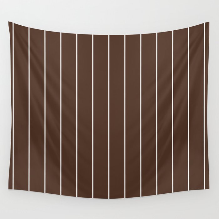 Simple White Stripes on Brown Background Wall Tapestry