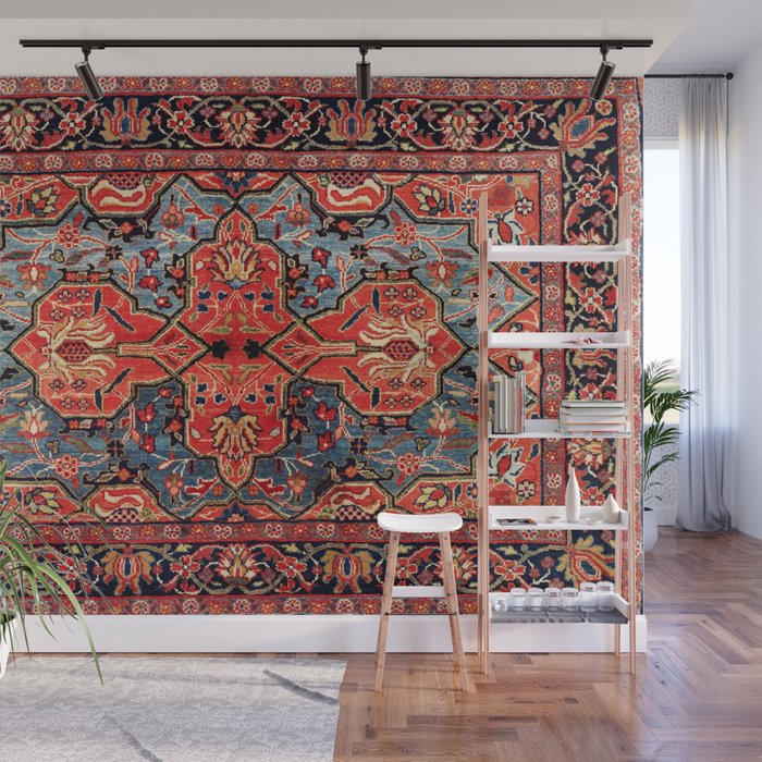 Kashan Poshti Central Persian Rug Print Wall Mural By