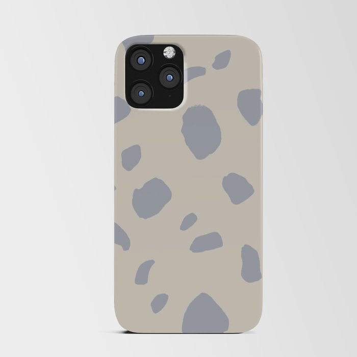 Blue-grey Beige Leopard Spots Pattern iPhone Card Case