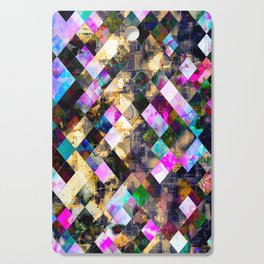 geometric pixel square pattern abstract background in pink blue brown Cutting Board