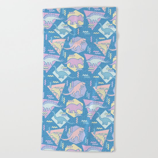Nineties Dinosaurs Pattern - Pastel version Beach Towel