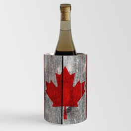 Canada flag on heavily textured woodgrain Wine Chiller