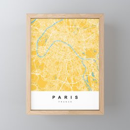Paris, France Map | Yellow & Blue | More Colors, Review My Collections Framed Mini Art Print