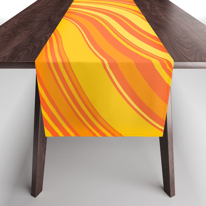 Wavy Lines 70s Inspired | Orange and Yellow Table Runner
