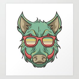 Hog Hunting - Boar Face Wearing Glasses Art Print