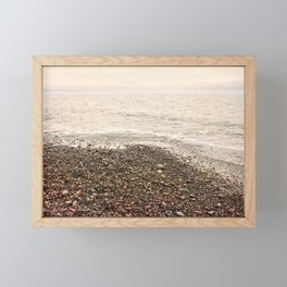 Dungeness Shoreline, Pebble Beach, Washington Seascape, Juan de Fuca, Coastal Photography Framed Mini Art Print