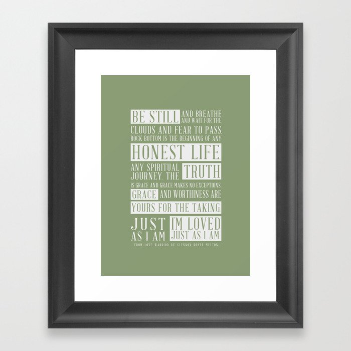 Love Warrior Glennon Doyle Quote In Green Framed Art Print By Munga Vision Society6