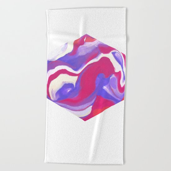 Marbling Purple Hexagon Beach Towel