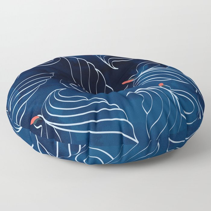 Swan on blue lake Floor Pillow