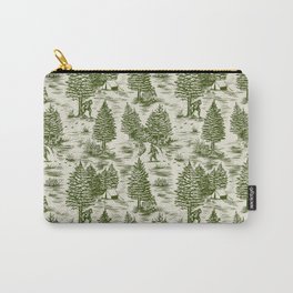 Bigfoot / Sasquatch Toile de Jouy in Forest Green Carry-All Pouch