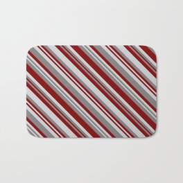 [ Thumbnail: Grey, Maroon, and Light Gray Colored Stripes Pattern Bath Mat ]