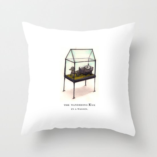the wandering Eye in a wagon Throw Pillow