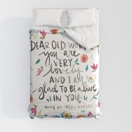 Anne of Green Gables - Dear Old World - Glad to be Alive - Literature Quotes Comforter
