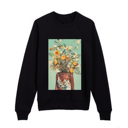 You Loved me a Thousand Summers ago Kids Crewneck | Digital, Woman, Blue, Surrealism, Birds, Popart, Floral, Frankmoth, Graphicdesign, Curated 