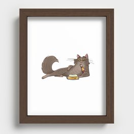Cat and beer Recessed Framed Print