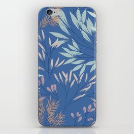 Floral Branches on Blue Botanical Pattern iPhone Skin
