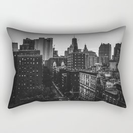 New York City skyline and Chinatown neighborhood in Manhattan black and white Rectangular Pillow