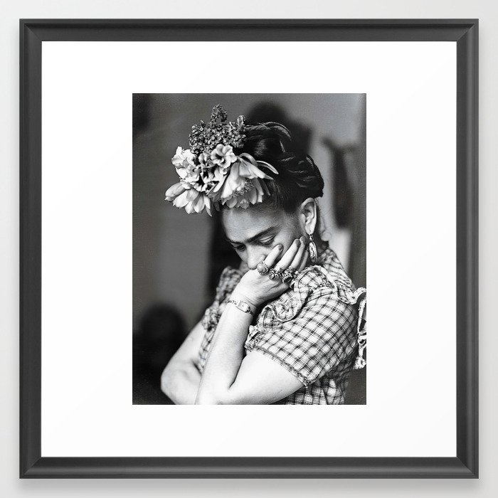 Frida Print Frida Kahlo Print Black & White Photography Artist Fashion Framed Art Print