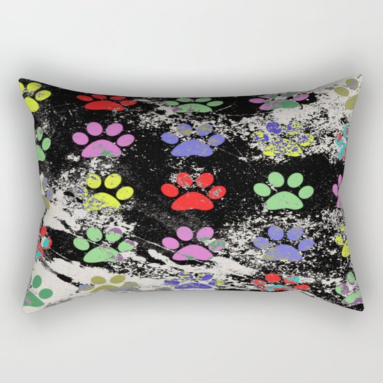 Paw Prints Pattern III - Textured Rectangular Pillow