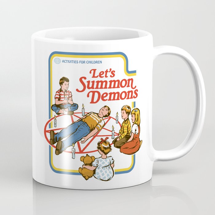 LET'S SUMMON DEMONS Coffee Mug | Drawing, Digital, Illustration, Comic, Vintage, Demons, Retro, 70s, Seventies, Occult