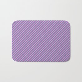 [ Thumbnail: Violet & Light Slate Gray Colored Pattern of Stripes Bath Mat ]