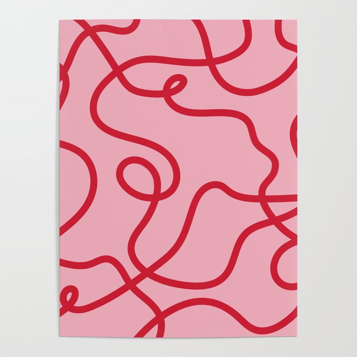 Abstract Lines pink and red Poster