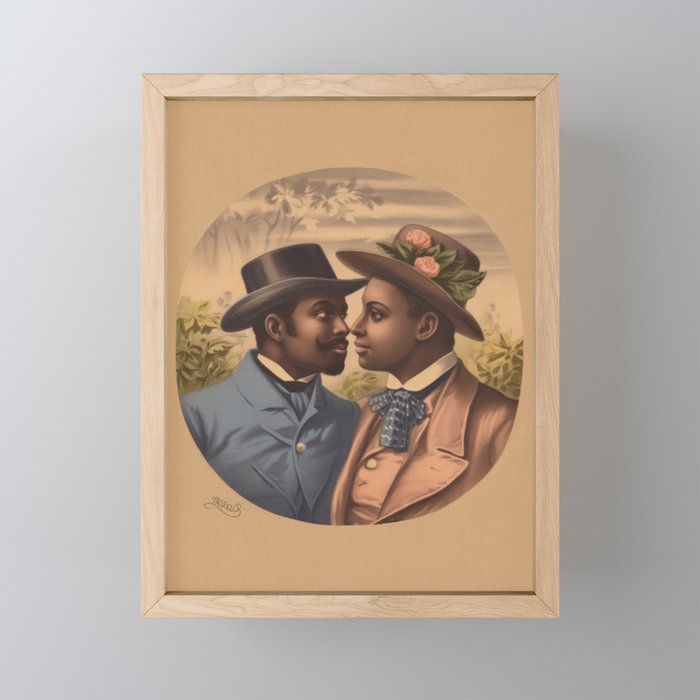 chromolithography Gay Couple - late 19th century art - queer art Spirit - Inclusive Wall Decor - LGBT ART Framed Mini Art Print