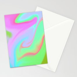 Abstract Psychedelic Neon Green Pink Groovy Swirl 70s Stationery Card