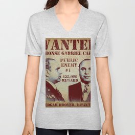 Al Capone FBI Wanted Poster V Neck T Shirt