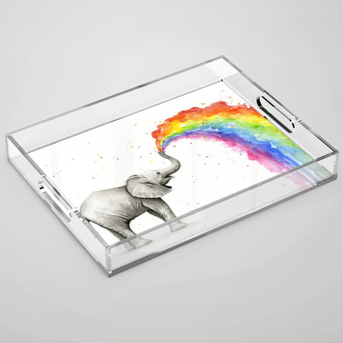 Rainbow Baby Elephant Acrylic Tray