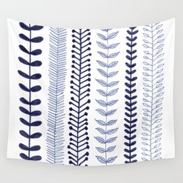 navy blue vines Wall Tapestry