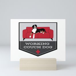 Working Couch Dog Badge Mini Art Print